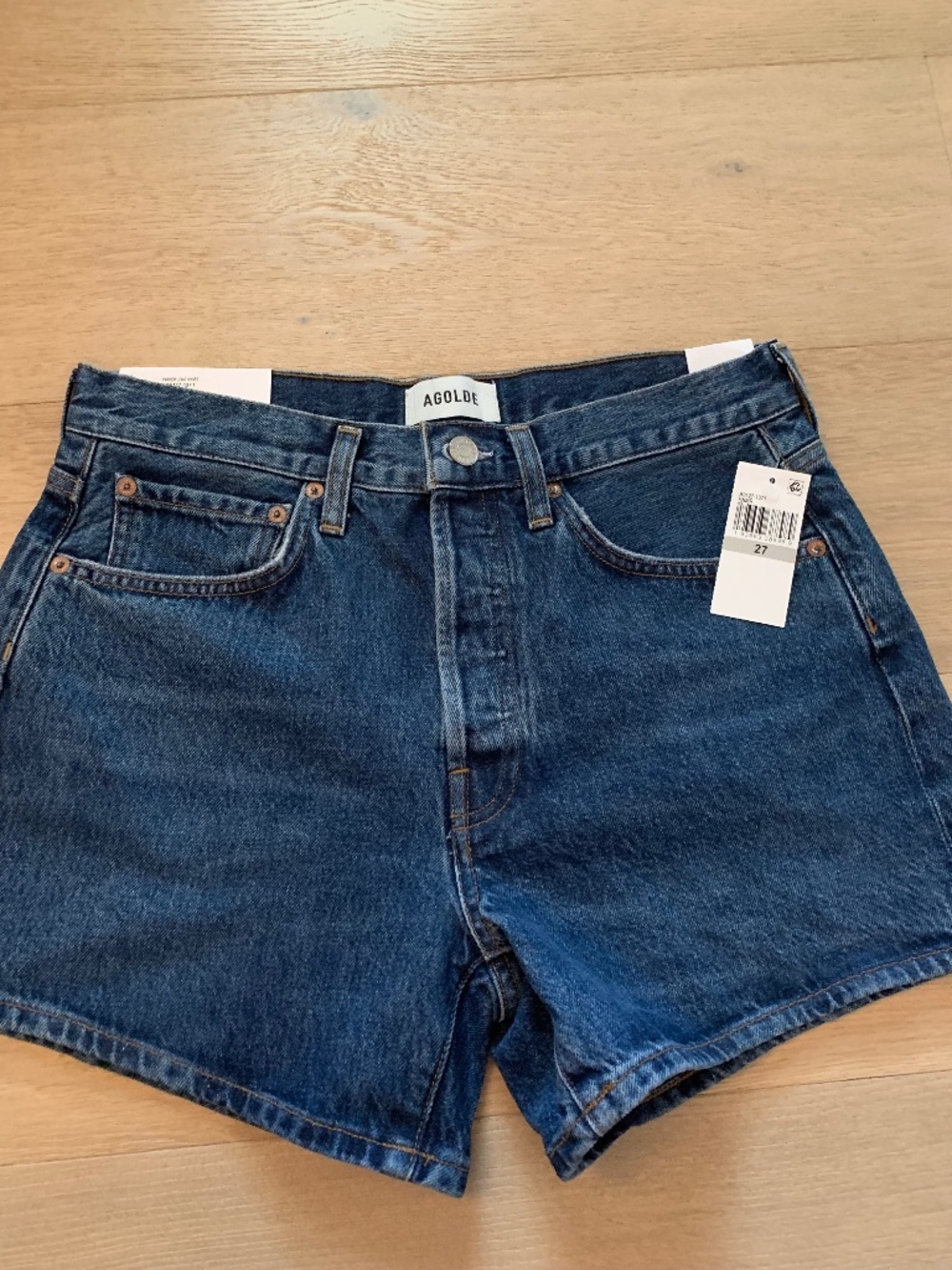 NWT - AGOLDE Parker Long Dark Denim Shorts